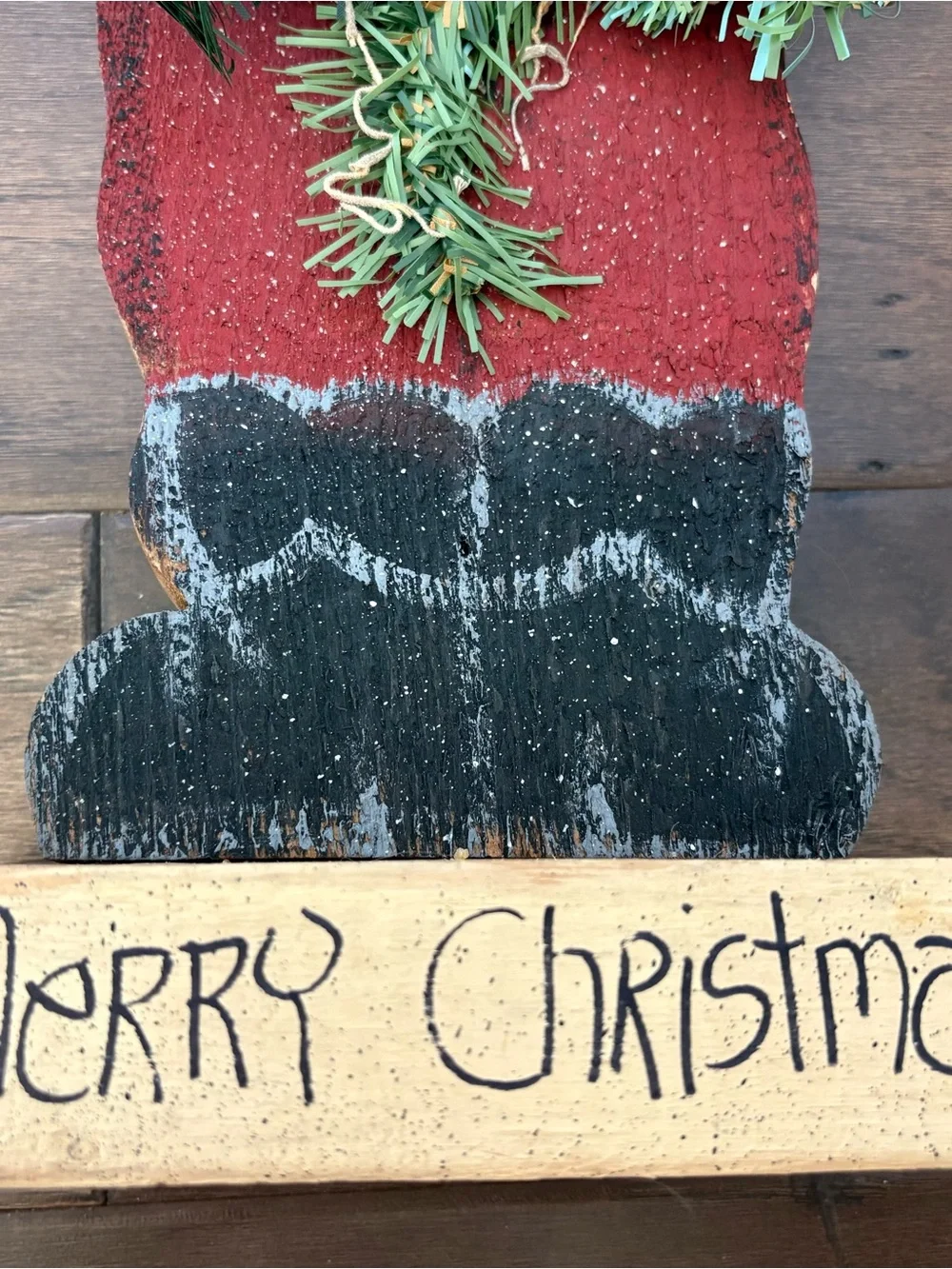 Handmade Primitive Style Folk Art Santa Claus Figurine Christmas Decor  16” Tall